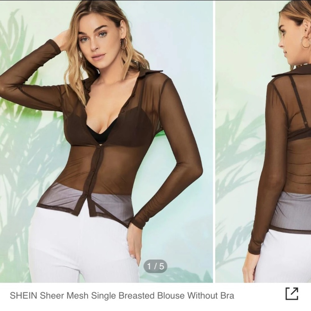 Shein Brown Button-Up